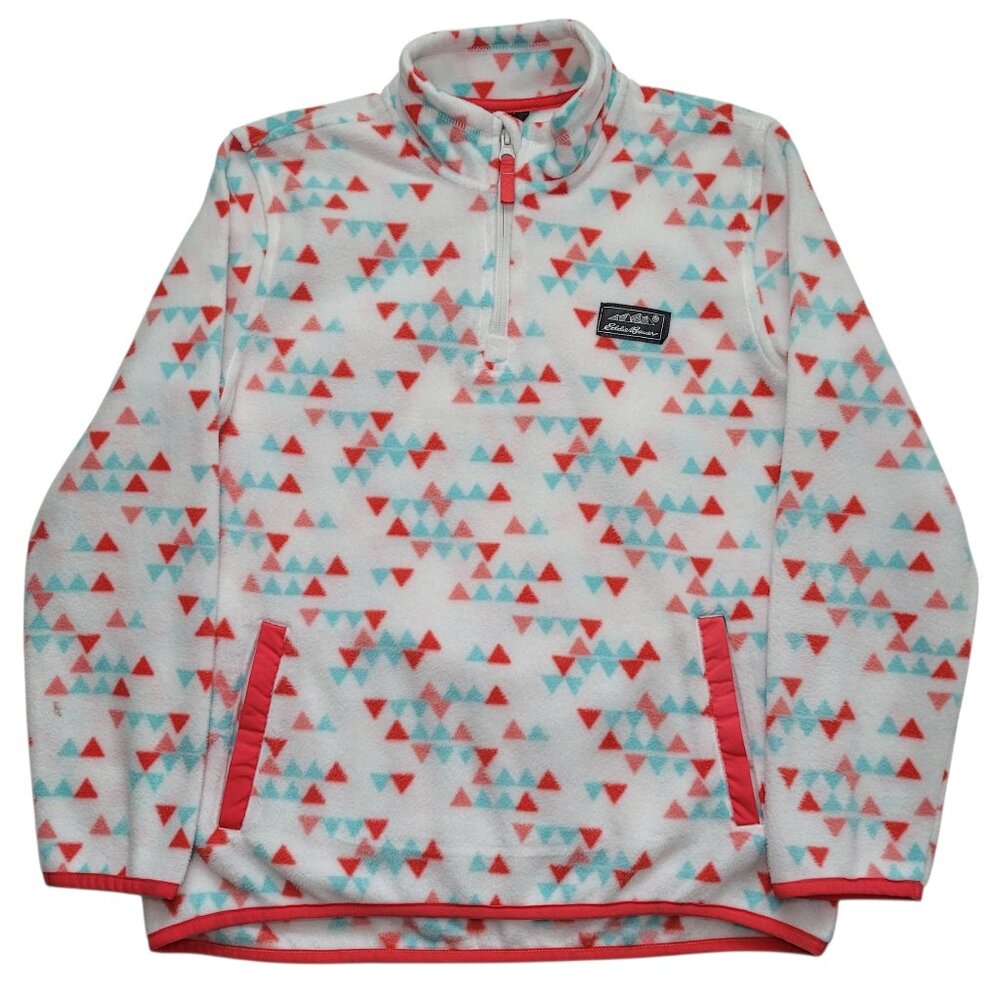 Eddie Bauer Youth Quest Fleece 1/4-Zip Pullover Triangle Print Large Aztec